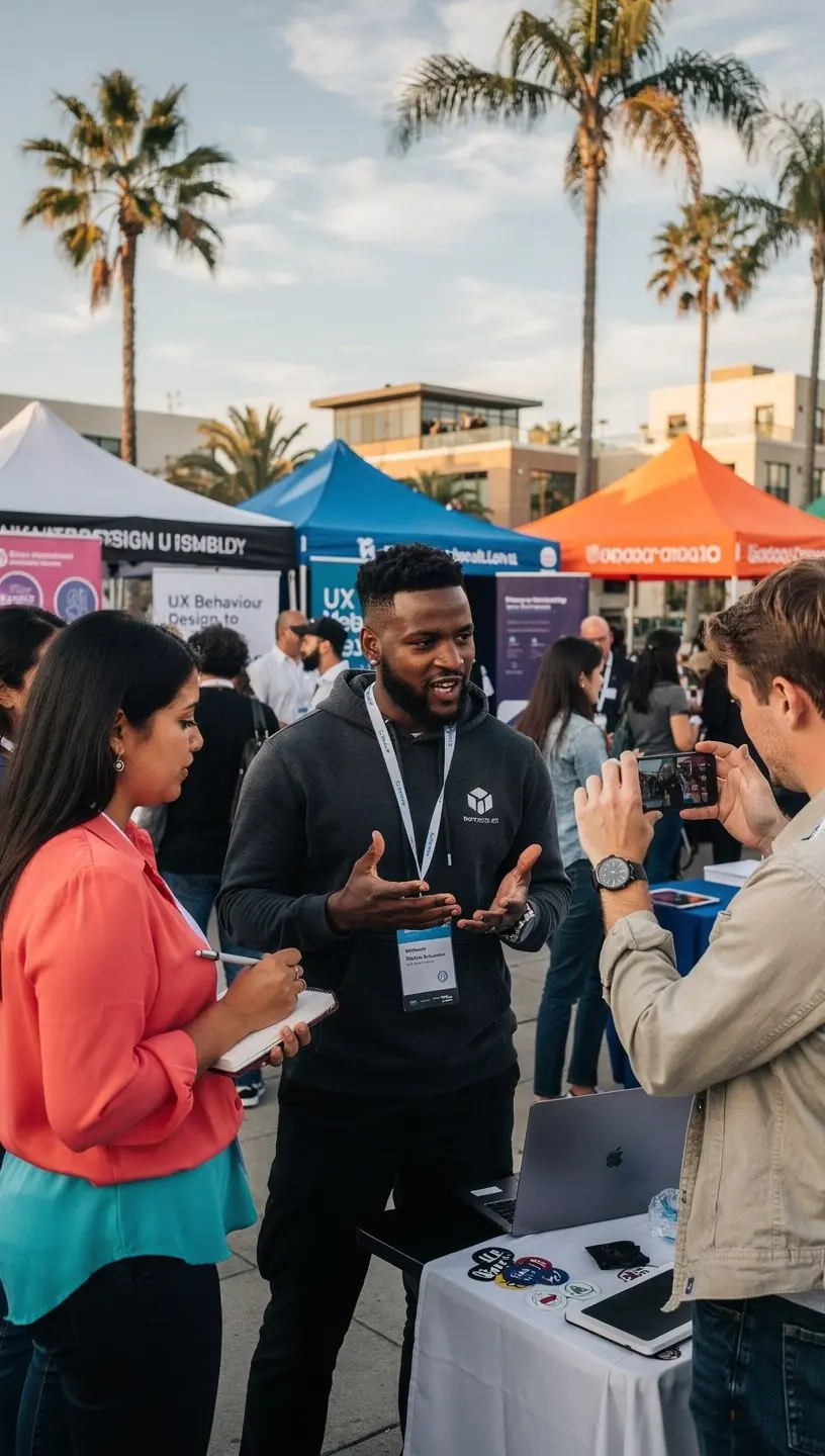 Color wheel with UX design elements illustrating color theory.